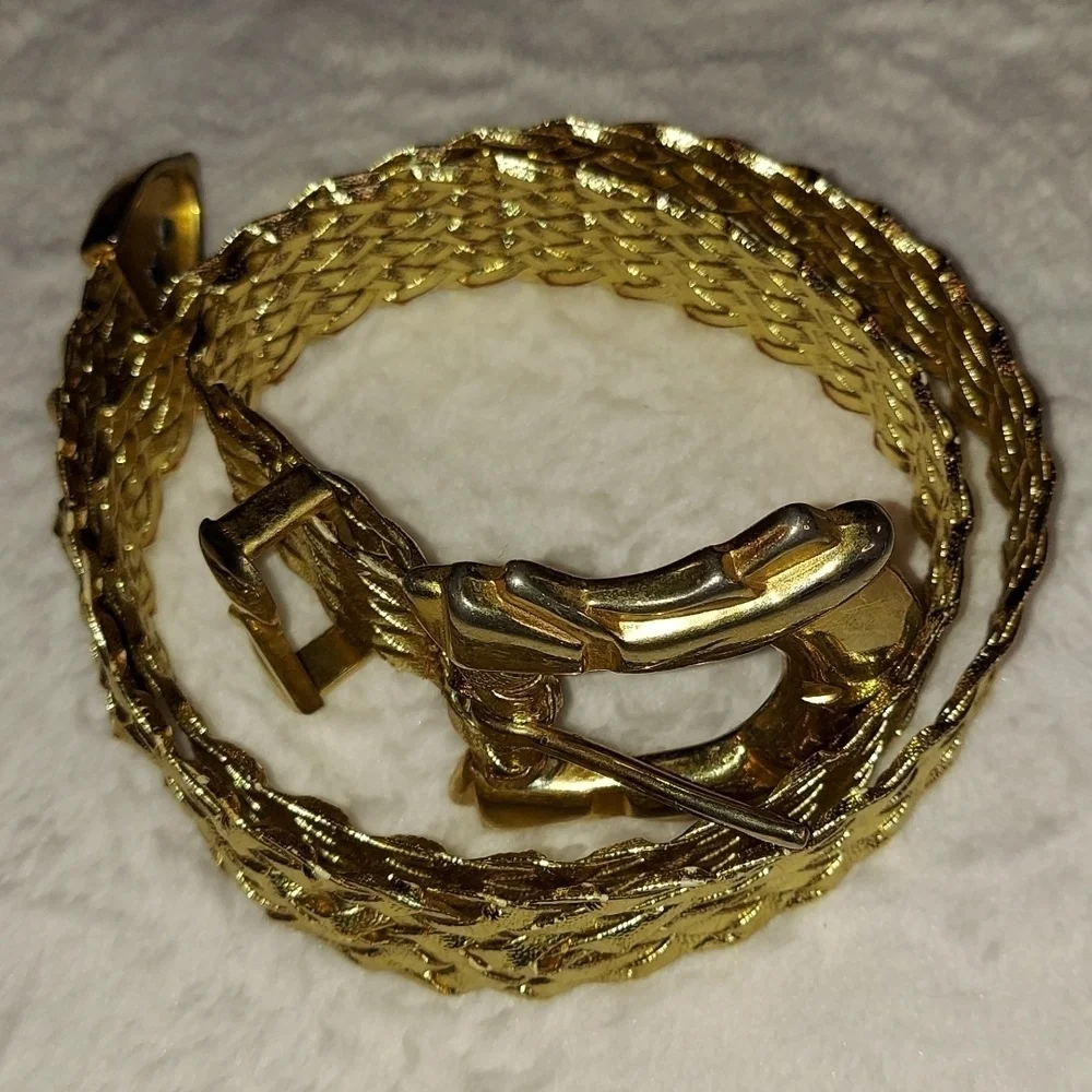 Gold vintage Vegan Faux leather rope belt